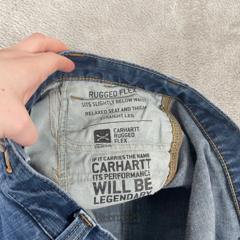 Carhartt Carpenter Jeans Mens 36x33 Blue Rugged Flex Relaxed Fit Workwear‎ Denim